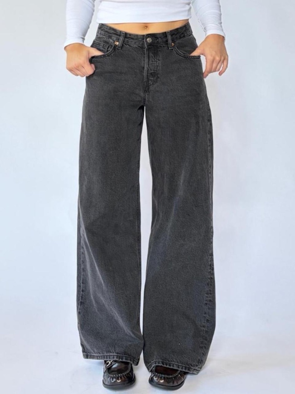 Wide Leg Jeans H&M Black Size 6